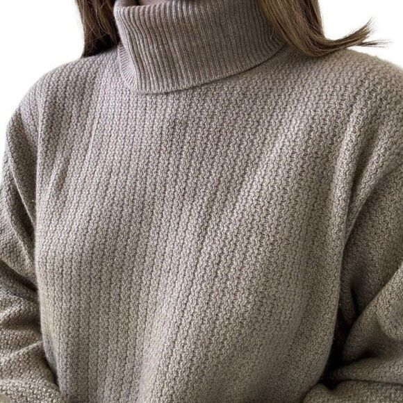 NWT Loro Piana Mens 100% Cashmere Tan Ribbed Turtleneck Luxury Sweater Sz L - Picture 7 of 11
